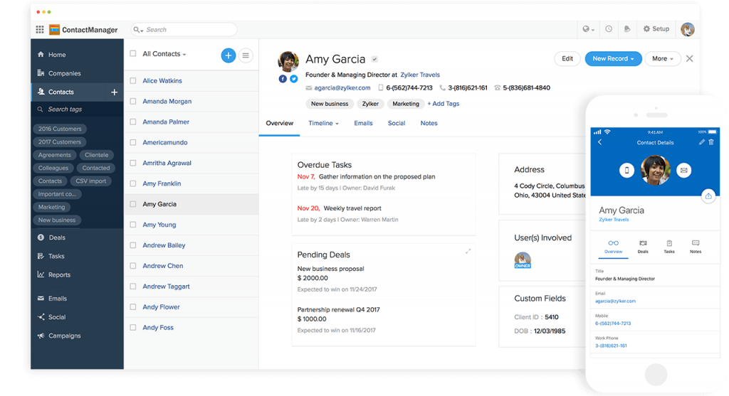 Zoho Contact Manager - Online contact management software
